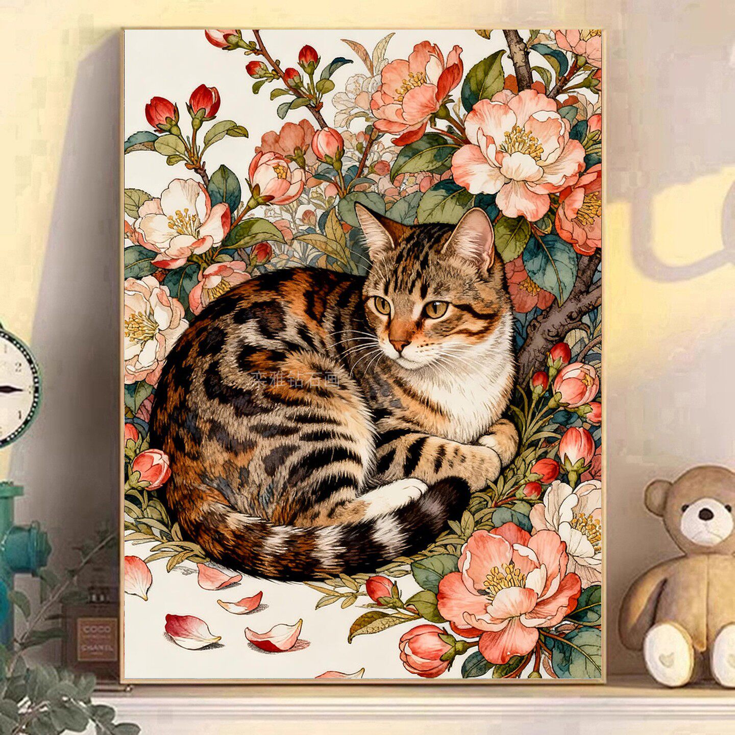 2026新品DIY手工贴钻方钻钻石画砖石绣带钻海棠花朵花丛豹纹猫咪