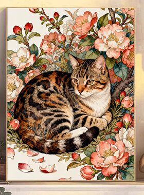 2026新品DIY手工贴钻方钻钻石画砖石绣带钻海棠花朵花丛豹纹猫咪