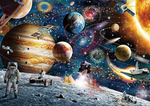DIY方钻满钻钻石画钻石绣宇宙太空星球宇航员手工贴钻点钻十字绣