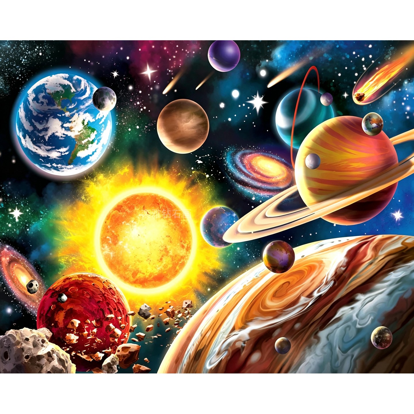 2026新款DIY树脂方钻满钻钻石画太阳系星球大合集贴钻点钻砖石绣