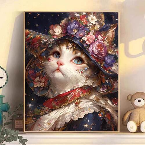 韩式新款DIY贴钻方钻满钻钻石画钻石绣带钻套件花卉猫咪小公主二