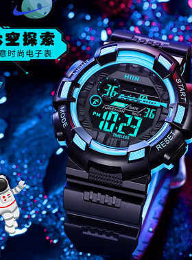 电子表男孩初高中学生手表闹钟防水大表盘潮流男童夜光儿童表女表