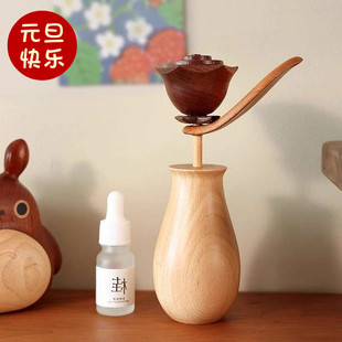 永恒玫瑰花香薰摆件实木质创意花朵扩香木高级感小众女情人节礼物