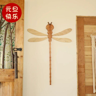 实木撑衣杆创意蜻蜓衣叉墙面装 店取衣杆丫叉 饰家用晾衣杆创意服装