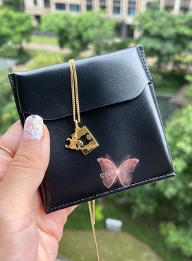 LADY M jewelryins轻奢凯旋门网红互扣式简约方牌镂空项链毛衣链