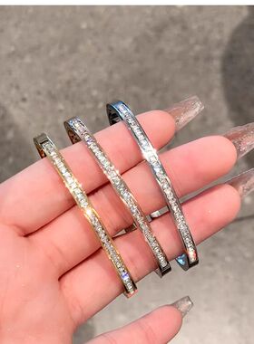 超闪钛钢镀18k玫瑰金不掉色手环