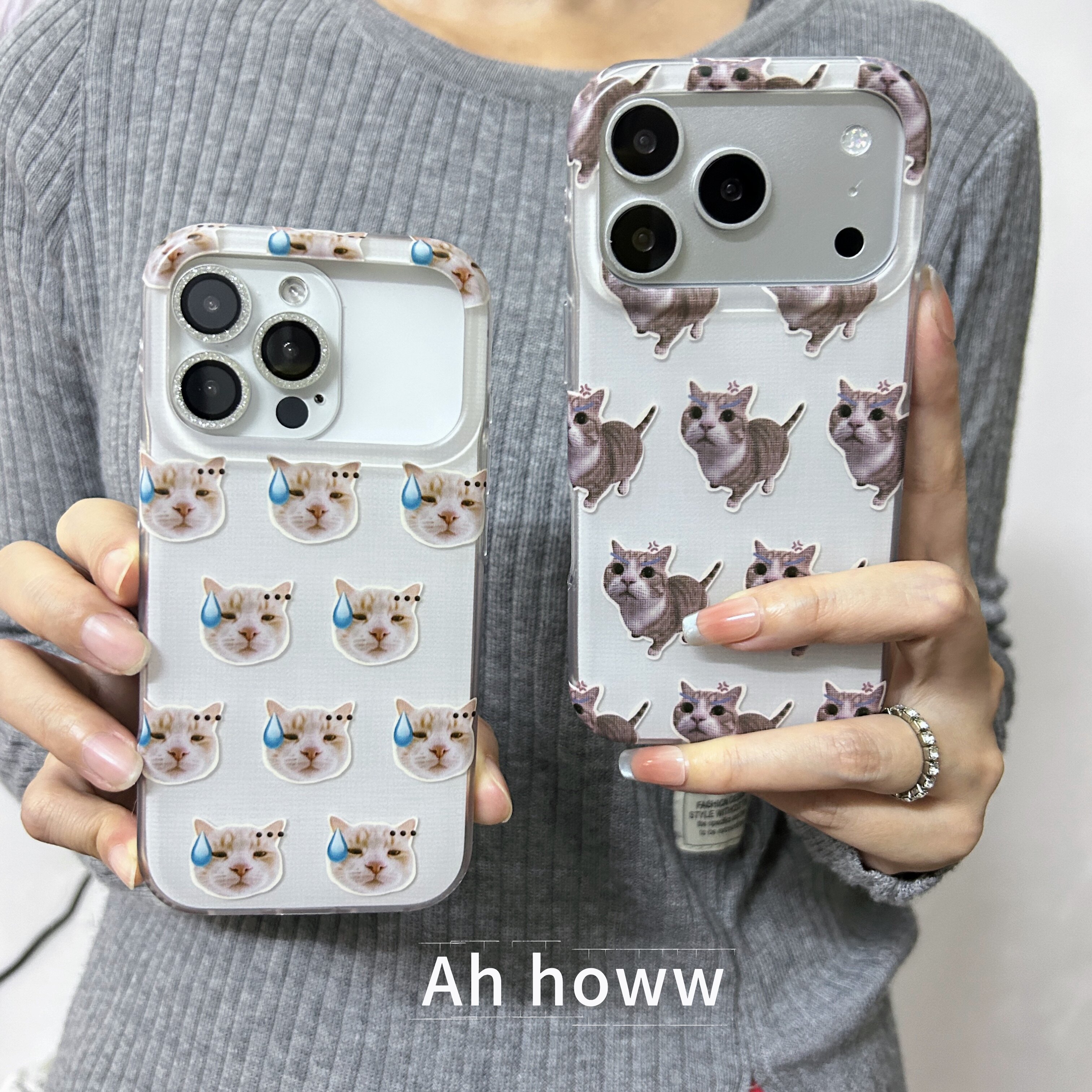 苹果猫咪搞怪流汗防摔磨砂硅胶壳