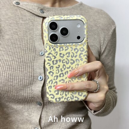 AHHOW甜酷风个性满屏豹纹适用苹果17pro手机壳iPhone17promax女16pro全包15透明边13辣妹14pro新款保护套