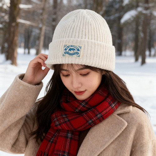 针织帽冬季保暖帽子男女加厚毛线大头围防风防寒帽加厚护耳冷帽冬