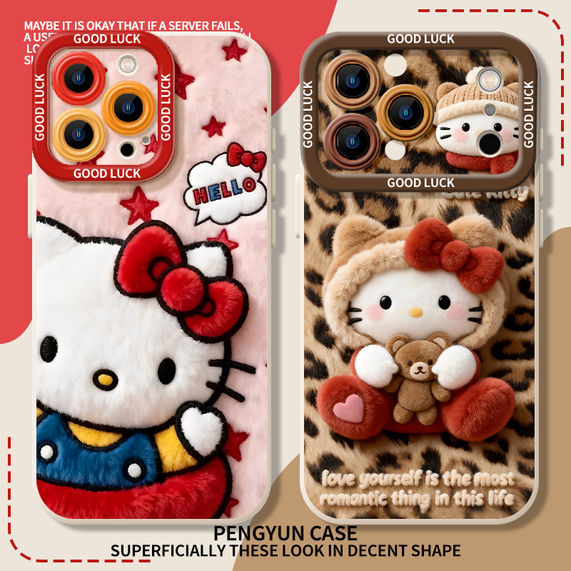 毛绒凯蒂猫helloKitty秋冬手机壳