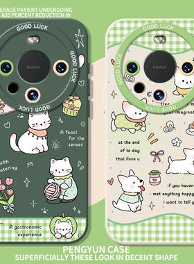 ins风春天适用华为mate80手机壳新款mate80pro猫咪小狗80promax绿色70pro+可爱60小清新50女款40超火mt30情侣