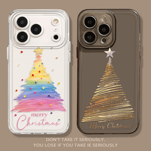 xr小众8plus7超火xs 12mini 炫彩圣诞适用苹果17手机壳透明iPhone16promax新款 15节日氛围13圣诞节14圣诞树11