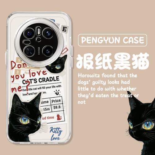 报纸星空黑猫油画猫咪手机壳