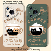 30majic7 12荣耀300gt200 情侣适用华为pura70手机壳nova14咖啡mate60pro小黑猫p50猫咪80 100