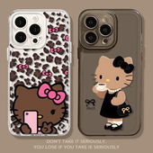 黑皮hellokitty适用苹果17手机壳透明iPhone16promax新款 15凯蒂kt猫13猫咪14可爱11女12mini 8plus7超火xs