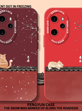 红墙橘猫适用荣耀magic8手机壳7猫咪400pro古风300秋冬500红色WIN新年6情侣90gt/80/X/70/60/50/5/4/40/30/10