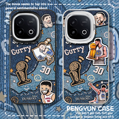 nba勇士牛仔纹库里彩银手机壳