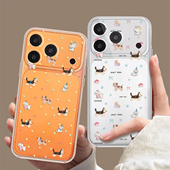 波点卡通小狗适用苹果17promax手机壳透明iPhone16新款 15可爱13小清新14治愈系11日韩12mini女xr软8plus7套xs