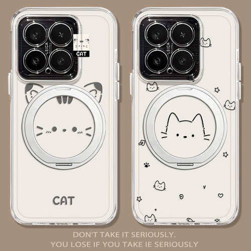 适用小米线条小猫支架手机壳