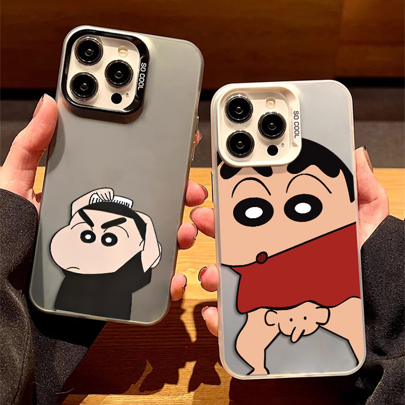 蜡笔小新梳头彩银手机壳