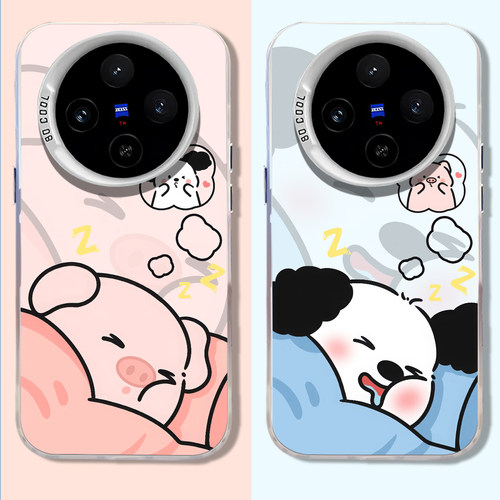 睡觉情侣小猪狗狗秋冬手机壳