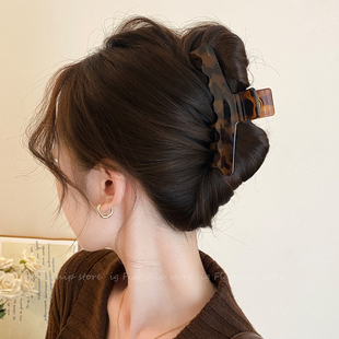 简约韩系抓夹女2026新款大号适合多发量鲨鱼夹轻奢高级感小众发夹