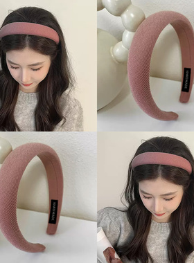 韩版复古红色海绵发箍女2025秋冬网红新款高颅顶洗脸头箍发卡头饰