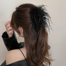 超仙气质鸵鸟毛显发量大号抓夹女纯欲发饰盘发鲨鱼夹2025新款 发夹