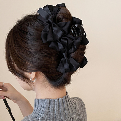 优雅气质黑色蝴蝶结大号发夹