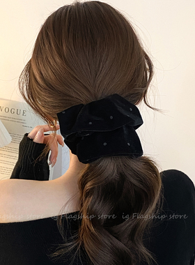 韩系波点丝绒大肠发圈女新款低马尾发绳扎头发高级感气质头绳头花