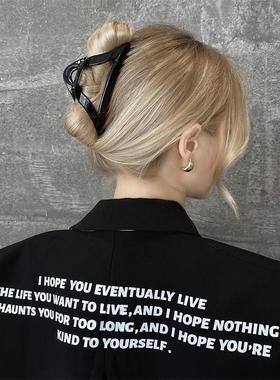 复古醋酸大号黑色镂空发夹女发量多后脑勺盘发抓夹气质鲨鱼夹头饰