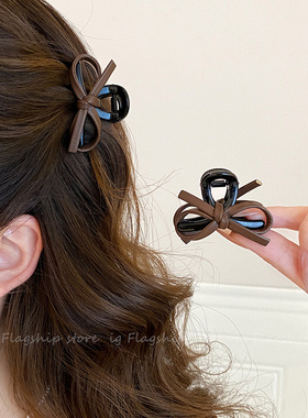 蝴蝶结半扎发抓夹女2025新款高级感发夹小号夹子发量少鲨鱼夹发饰