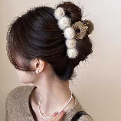 发量多发饰盘发鲨鱼夹头发抓夹