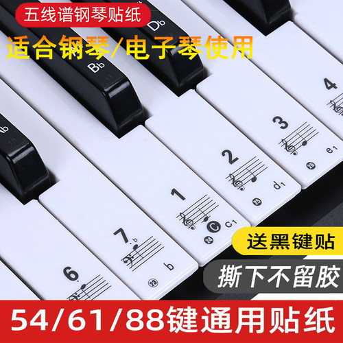 透明电钢琴电子琴贴纸五线谱简谱