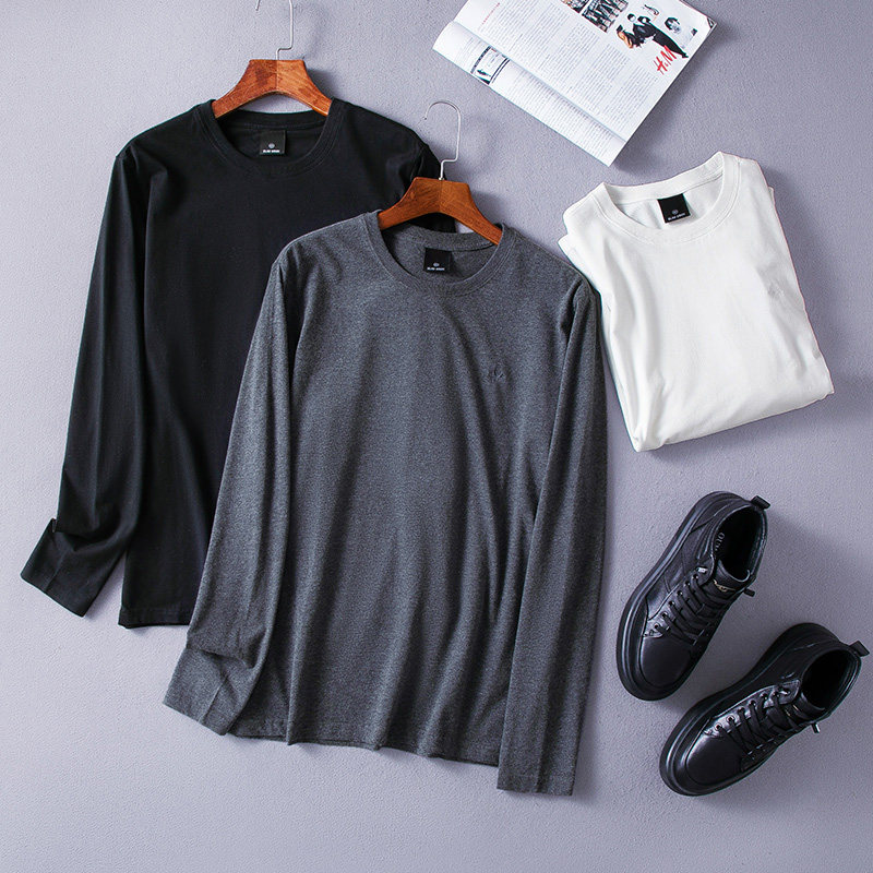 高性价比~刺绣羊头标 优质双面磨毛水洗棉秋冬圆领长袖t恤男32202