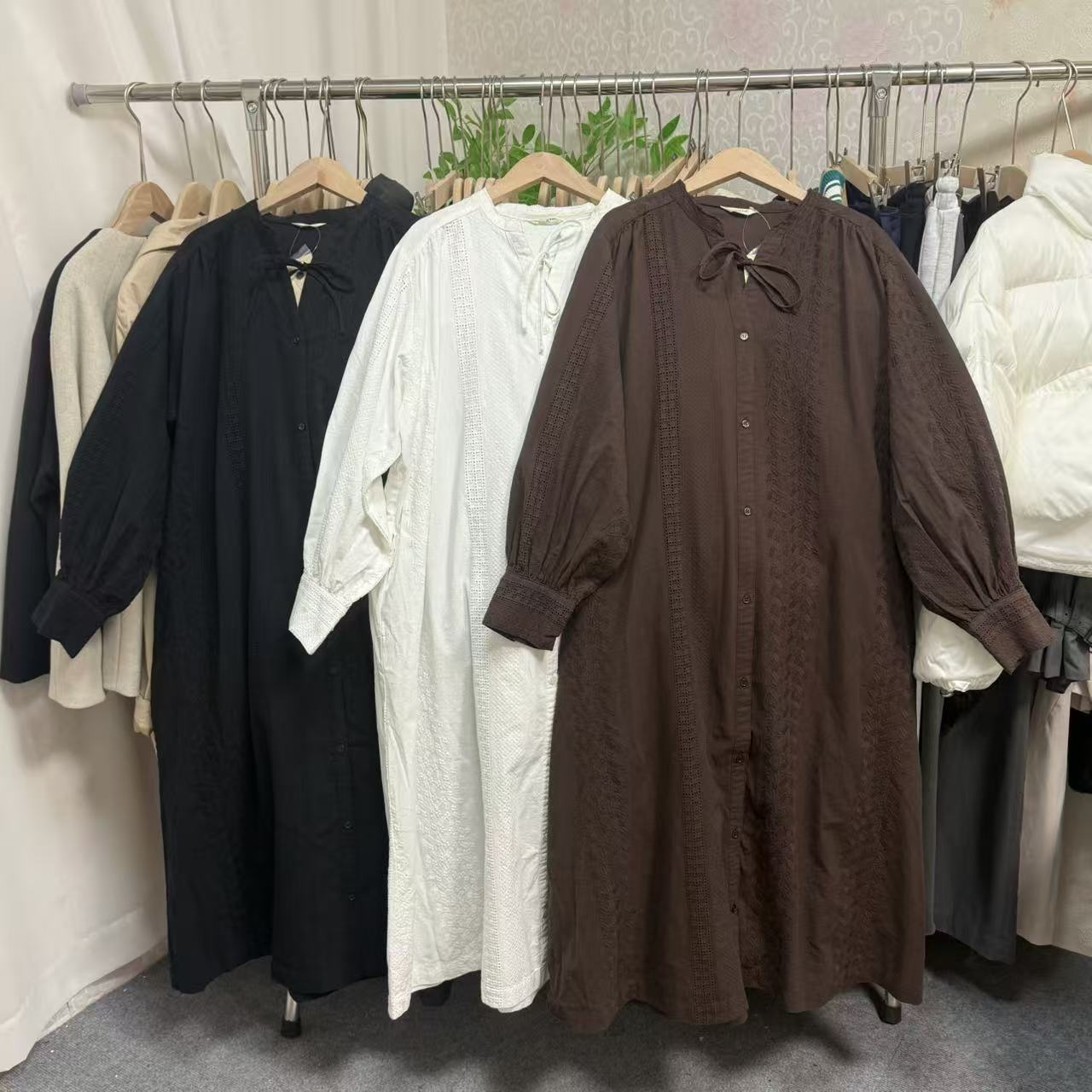 全棉刺绣宽松连衣裙森系