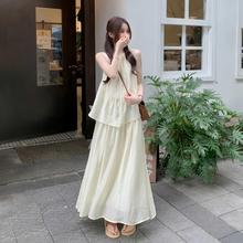 假两件清冷感禅意连衣裙女夏季新款新中式仿天丝无袖背心裙子