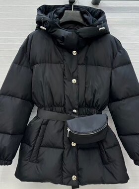 再生尼龙连帽蚂蚁腰包羽绒服