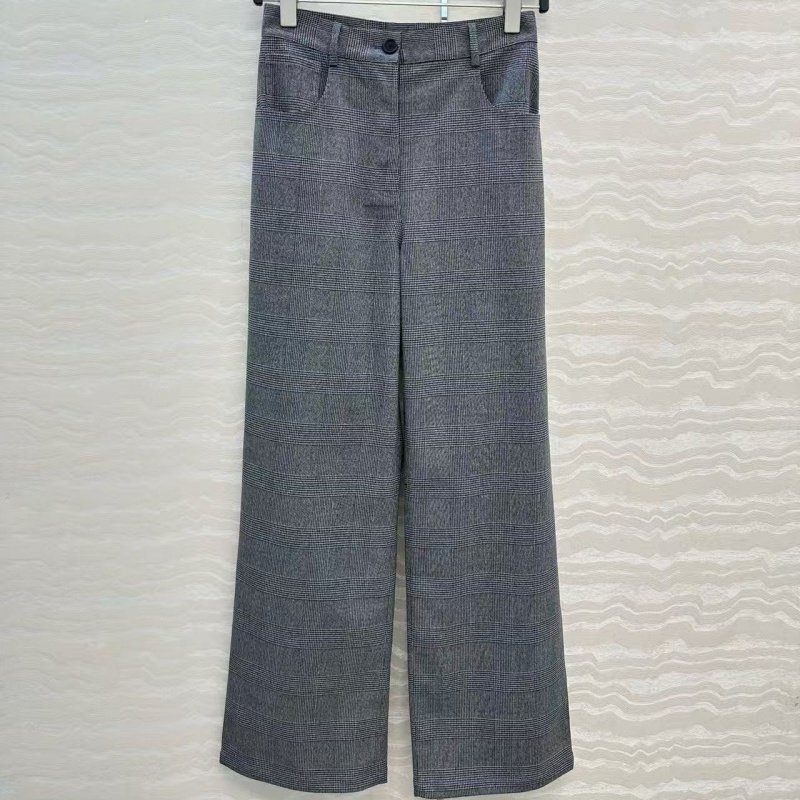 韩版新款骑士风色织进口精纺格纹中腰拉链显瘦宽松直筒长款西裤女,女装/女士精品,休闲裤,淘宝优惠券,粉丝福利购,淘宝优惠卷