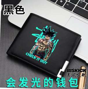 男士七龙珠悟空皮卡丘钱包男短版驾驶证钱包青年学生小皮夹夜光潮