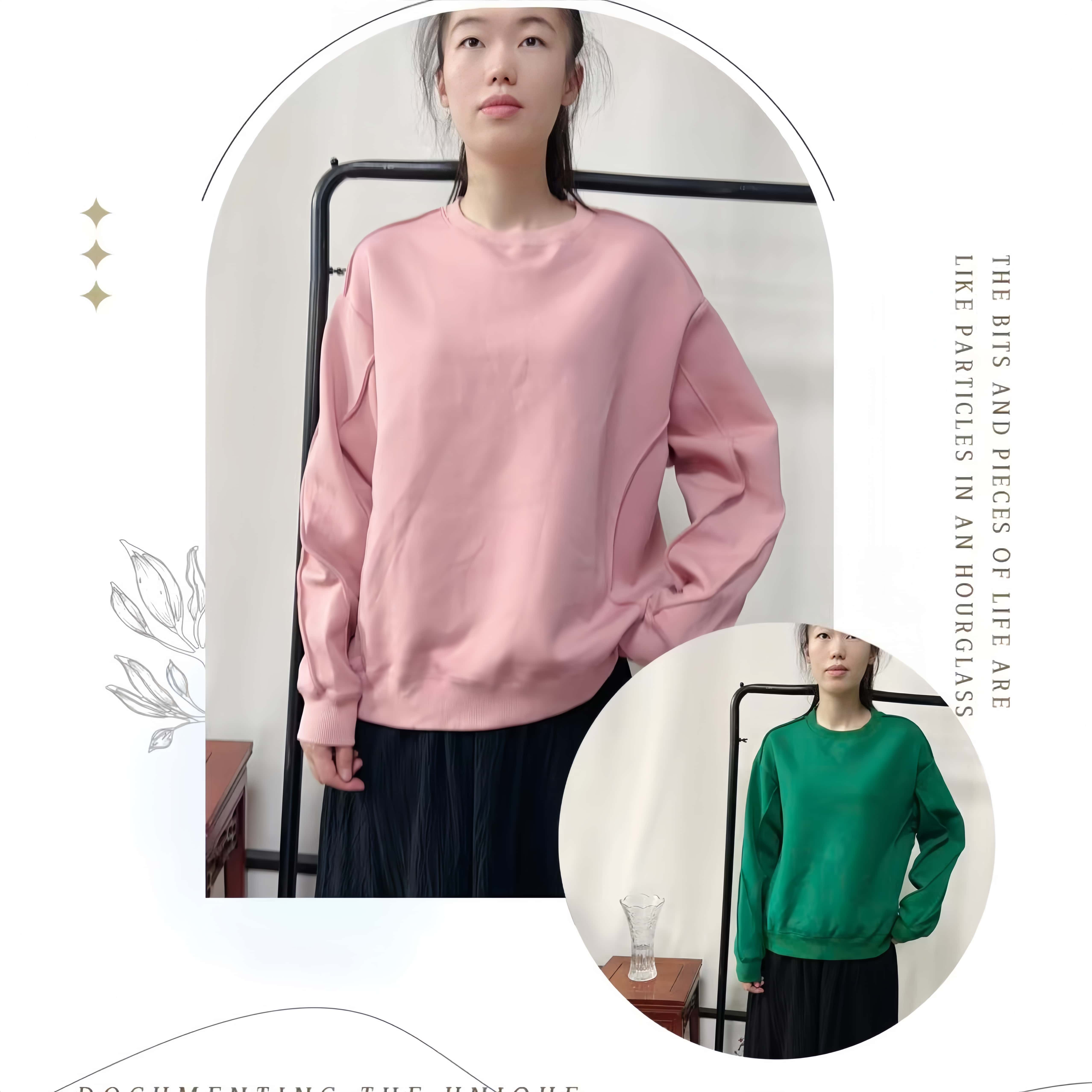 秋上新！德M家女装春秋空气棉圆领套头简约宽松休闲卫衣
