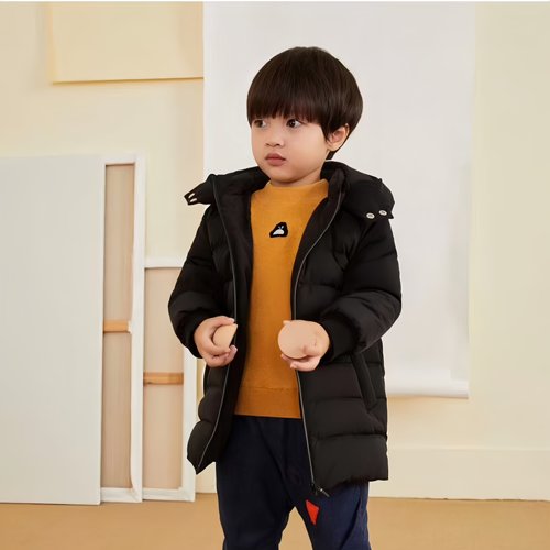 秋冬上新！100~110码 马家儿童秋冬季新款连帽长款保暖羽绒服外套