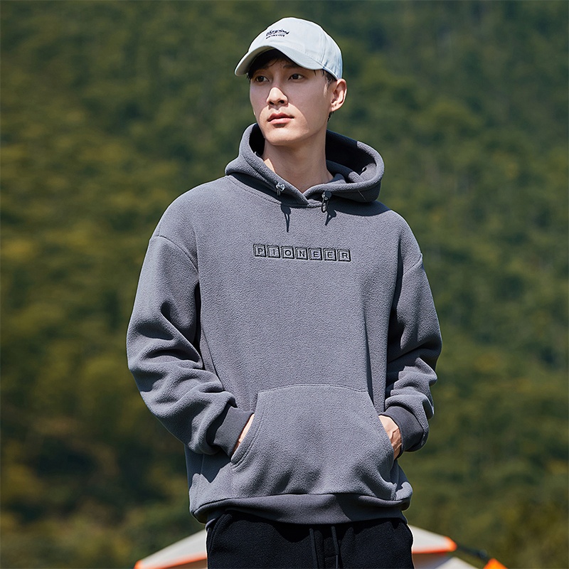 秋冬上新！M-3XL拓家刺绣摇粒绒卫衣男士秋冬套头保暖抓绒上衣