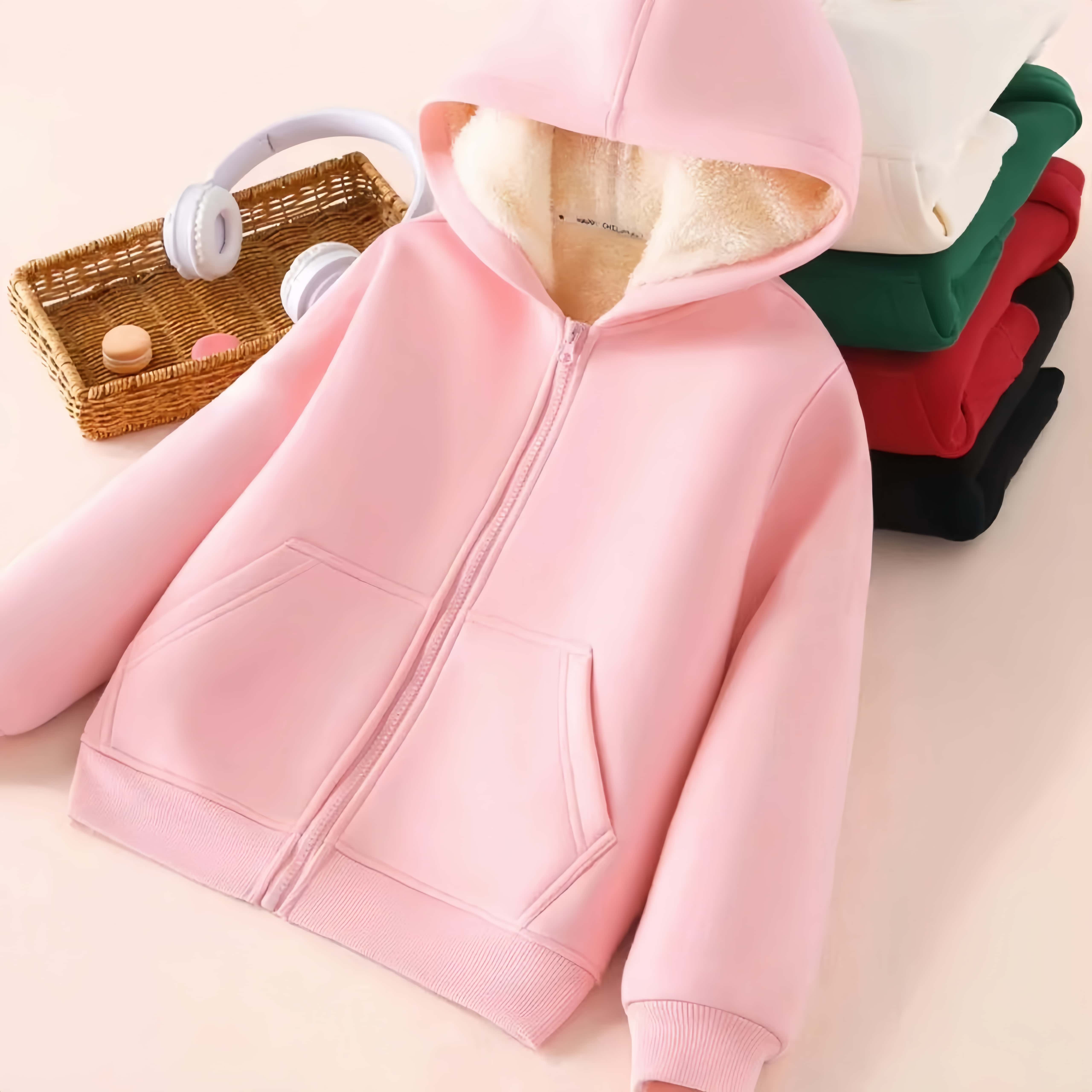 秋冬上新！120-160码男女童秋冬保暖北极绒连帽保暖拉链外套