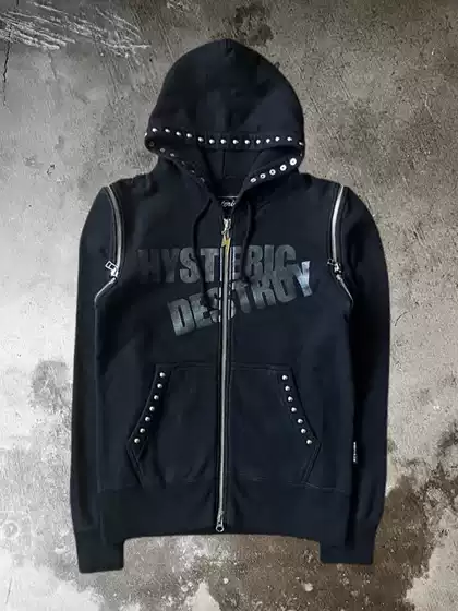Hysteric Glamor Hysteric Rivet Hoodie with Printed Pattern, Unisex