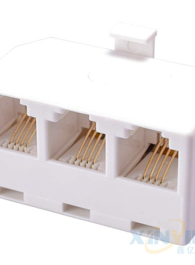 RJ11电话一分三  6P4C 电话配件插座 牛角电话机转接头 RJ14白色