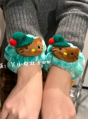 原创！圣诞kitty的毛绒腕带 女防水防湿神器吸水袖口腕带洗漱