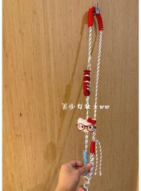 美少女壮士原创Hello！kitty手机链斜跨可背手工编织可调节挂绳