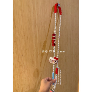 美少女壮士原创Hello！kitty手机链斜跨可背手工编织可调节挂绳