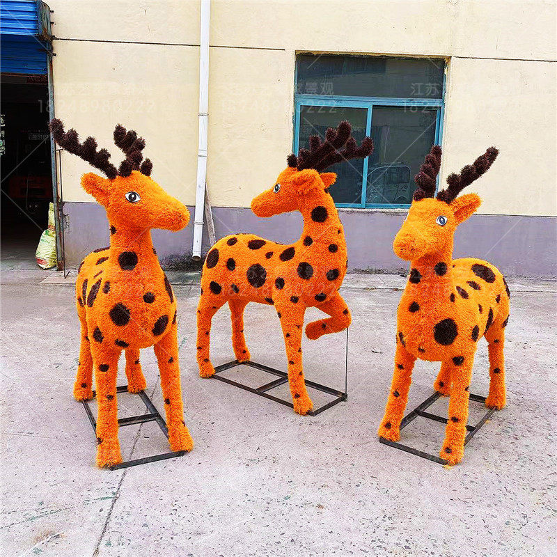 仿真植物大型绿雕景观仿真动物雕塑造型梅花鹿工艺品绿雕定制厂家